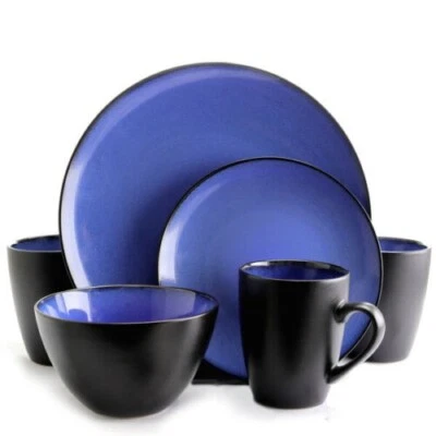 Gibson Elite Soho Lounge Round 16 Piece Dinnerware Set Blue - Image 1 of 2