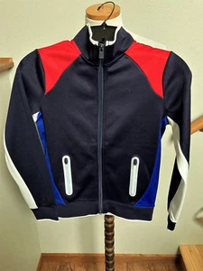 TOMMY HILFIGER-L/S-BLUE/RED/WHITE-JACKET-ZIPPER-FLEECE LINED-LARGE LOGO-M-NWT - Picture 1 of 5