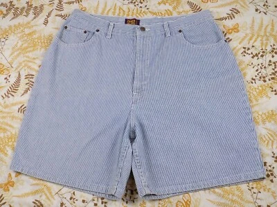 Faded Glory Navy Blue Pinstriped Striped Denim Shorts Long Womens Size 20W 20 - Image 1 of 4