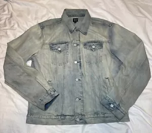 Gap Denim Jean Jacket Mens Large Blue Button Front Light Wash Yellowish tint - Picture 1 of 8