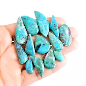 Lote de 13 piedras preciosas sueltas cabujón crisocola natural de 184 quilates 15x8-37x13 mm #2679 - Imagen 1 de 4