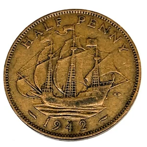 # C4503 GREAT BRITAIN COIN, HALF PENNY 1942 - Picture 1 of 2