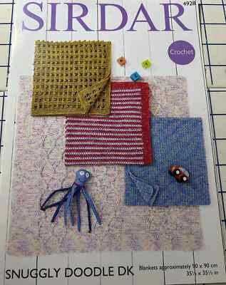 Sirdar 4928 Snuggly Doodle DK Knitting Crochet Pattern Baby's Blankets - Image 1 of 4