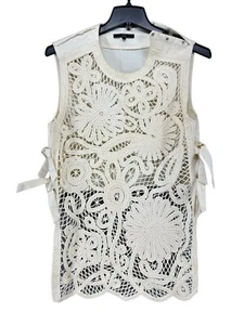 Mateo Tibi Damen Schürze Top gehäkelt 4 transparent Blumen zweifarbig romantisch - Bild 1 von 17