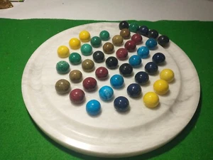 Radical Peg Solitaire White 14 Inch Marble Board & 42 Marbles Board Game - Picture 1 of 7