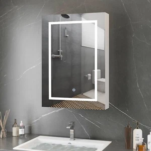 Spiegelschrank Bad Mit Led Beleuchtung,70x13x50cm Badezimmer Spiegelschra,weiß - Bild 1 von 10
