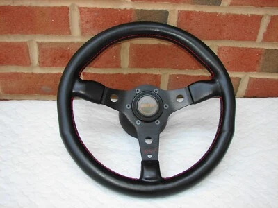 VOLANTE BMW LUISI ENVUELTO EN CUERO NEGRO VINTAGE NOS Foto 1 de 4