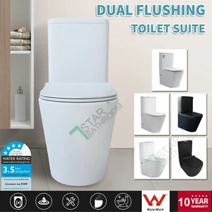 WELS Wall Faced Tornado / Rimless Dual Flush Toilet Suite S P Trap White Black - Picture 1 of 53