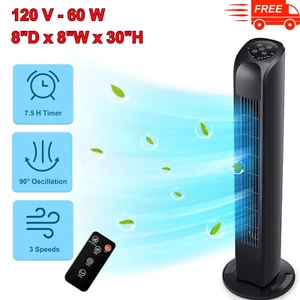 30" Oscillating Tower Fan W/ Remote, Quiet Bladeless Floor Fan for Home & Office - Picture 1 of 8