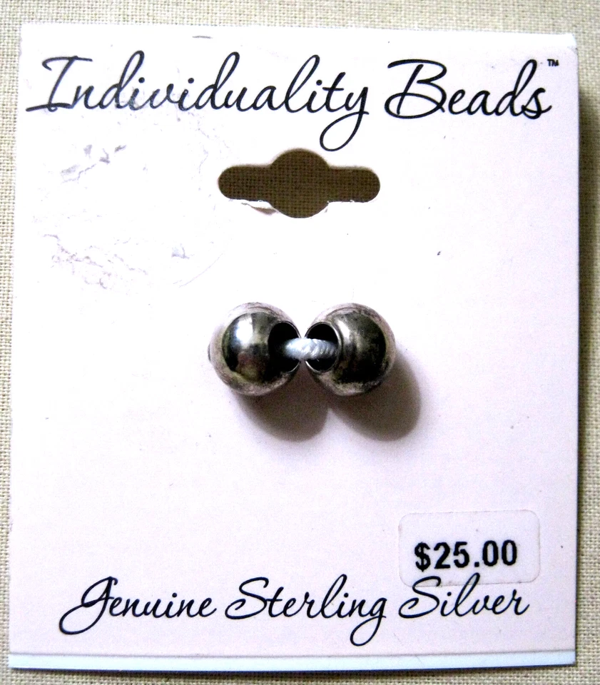 NOS STERLING SILVER Still on Card INDIVIDUALITY BEADS 2 Piece - Image 1 of 3