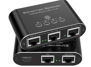 1 Pc-Ethernet Splitter 1 to 4 Internet Splitter Supports Simultaneous .... - Afbeelding 1 van 11