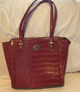 Ann Klein Medium Red Faux Croc Handbag 10x10