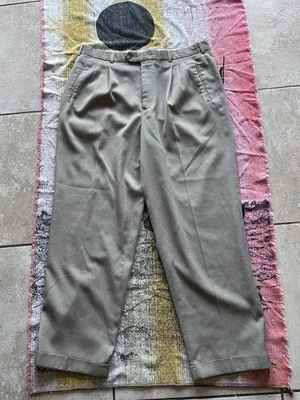 VINTAGE Yves Saint Laurent Pants Mens 36x30 Beige Khaki YSL Wool Blend Cuffed - Image 1 of 3