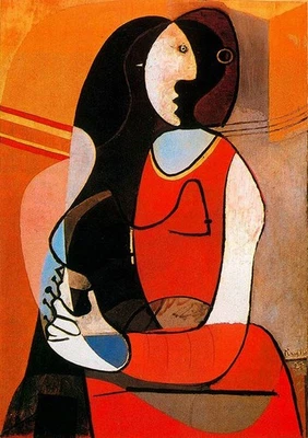 Seated woman,Pablo Picasso Hand painted Oil Painting Repro Canvas Wall Art Decor - Image 1 of 4