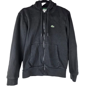 Lacoste Classic Fit Zip Hoodie Black Mens M Crocodile Logo Sweatshirt Jacket - Picture 1 of 12