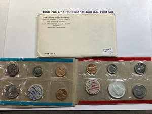 1968 PDS US Mint Uncirculated 10 Coin Set in Original Packaging 072325-49 - Picture 1 of 6