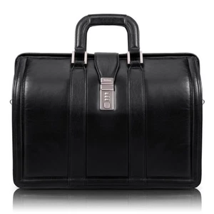 Serie V | MORGAN | Maletín para portátil litigante de cuero de 17" - Negro - Imagen 1 de 6