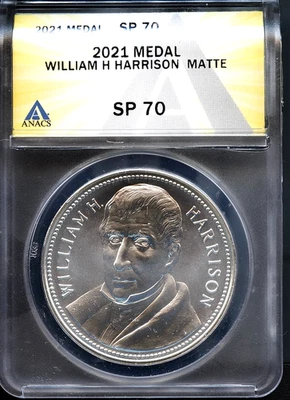 2021 1 oz Silver Medal Willian Harrison Matte Finish ANACS # 7953509 + Bonus - Image 1 of 2