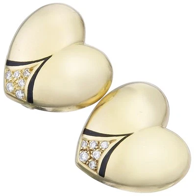 Wempe Herz Ohrstecker Brillanten Emaille 750er Gelbgold - Bild 1 von 2