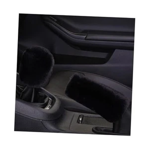  2 Stück Plüsch Auto Schaltknauf Abdeckung & Handbremsabdeckung, Komfortabel Anti Schwarz - Bild 1 von 7