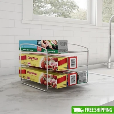 Estante de almacenamiento organizador de envoltura de cocina de 3 niveles carrito de despensa de hierro independiente nuevo Foto 1 de 4