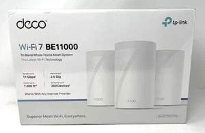 TP-Link Deco Wi-Fi 7 BE11000 Tri-Band Whole Home Mesh System 3 Pack NEW - Picture 1 of 2