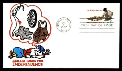 Mayfairstamps US FDC 1977 Ohio the wheelwright for independence 13 cent stamp Fi - Image 1 of 2
