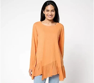 Top 100 % algodón con dobladillo tejido crema tomate 2X A692501 LOGO de Lori Goldstein Foto 1 de 2