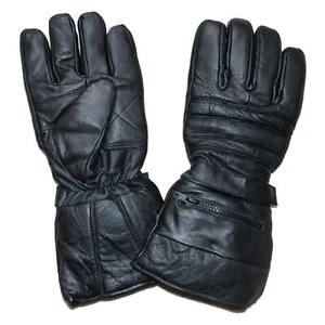 ECHTLEDER WINTER FAHR BIKER ISOLIERTE GEFÜTTERTE HANDSCHUHE mit REGENSCHUTZ - UK1F - Bild 1 von 2