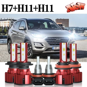 For Hyundai Tucson 2020 6x 6000k Combo LED Headlight Fog Light Bulbs 9005 H7 H11 - Picture 1 of 23