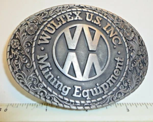 Wultex U.S. Mining Equipment Gürtelschnalle Messing silberfarben 3 1/2 x 2 3/4" Neu - Bild 1 von 7