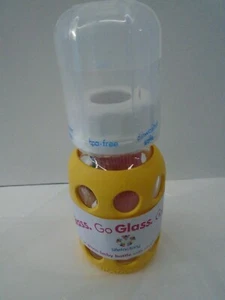 Lifefactory 4 OZ / 120 ML yellow Glass Baby Bottle 0-3 Months Stage 1 - Picture 1 of 4