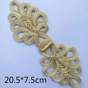1 Pair Large Chinese Frog Fasteners Closure Button Knots Craft 8*3 Inches Gold - Picture 1 of 9
