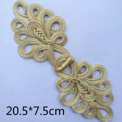 1 Pair Large Chinese Frog Fasteners Closure Button Knots Craft 8*3 Inches Gold - Image 1 of 4
