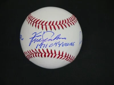 FERGIE JENKINS GREG MADDUX BRUCE SUTTER SIGNED OMLB BASEBALL INSCRIBED - JSA COA - Image 1 of 4