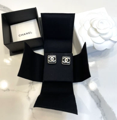 New Authentic Chanel Earrings CC Logo Black - Image 1 of 4