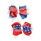 2 Pcs Girls Hairclip Bowknot Clips United States Flag Child Accessories