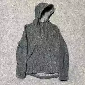 Avalanche Fleece Quarter Zip Hoodie Herringbone Gray Mens Large - Picture 1 of 10