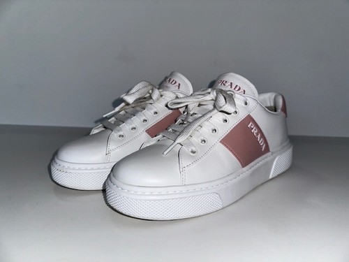 Sneakers Prada in pelle Bianco Pes (bianco rosa) con logo 1E223M donna taglia 36