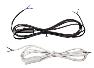Cable Reparación Lámpara con Interruptor 2.5m 250cm Blanco o Negro Hágalo Usted Mismo 2 Núcleos 0.75mm - Imagen 1 de 10