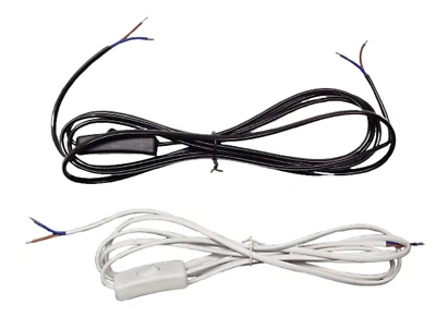 Lamp repair cable with switch 2.5m 250cm whiite or black DIY 2 core 0.75mm - Image 1 of 2