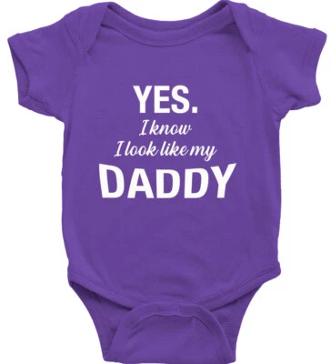 Да. Я знаю, что я выгляжу как мой папа Baby боди одежды Детский комбинезон душа подарок - Изображение 1 из 2