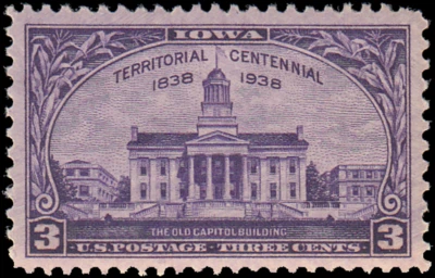 US Stamp #838 - 1938 3¢ Iowa Territory Centennial, Old Capitol,  EzGrade™ F, MNH - Image 1 of 3