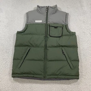 Columbia Puffer Vest Youth 18/20 XXL Green Gray Jacket Full Zip Water Resist - Picture 1 of 14