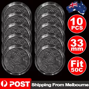 10pcs 50 Cent Coin Case Holder 33mm Capsule For Australian 50c Display Cases - Picture 1 of 7