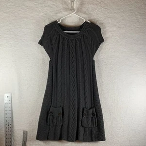 Style & Co. Sweater Dress Womens Large Gray Cotton Cable Knitted Cap Sleeve 7950 - Picture 1 of 7