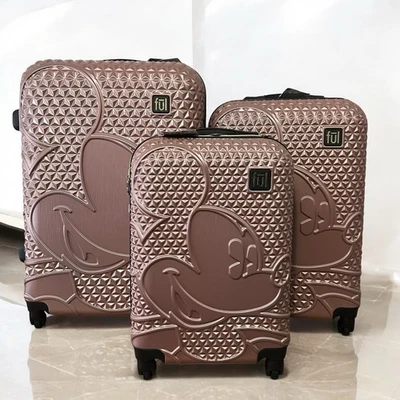 Disney Mickey Mouse Set Rose Gold Spinner FUL Suitcase Hard Luggage 3 Piece Set - Image 1 of 4