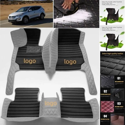 For Hyundai Santa Fe 5-seater Car Floor Mats PU Leather Auto Pads Foto 1 de 4