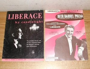 LIBRO PIANOFORTE VINTAGE 1953 LIBERACE BY CANDLELIGHT & 1954 BOTTE BIRRA POLKA SPARTITI MUSICALI - Foto 1 di 7
