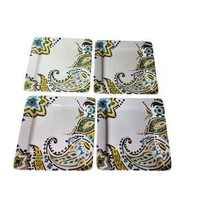Target HOME Kashmir Blue Yellow Paisley Square 10.75" Dinner Plates - Set of 4 - Picture 1 of 8